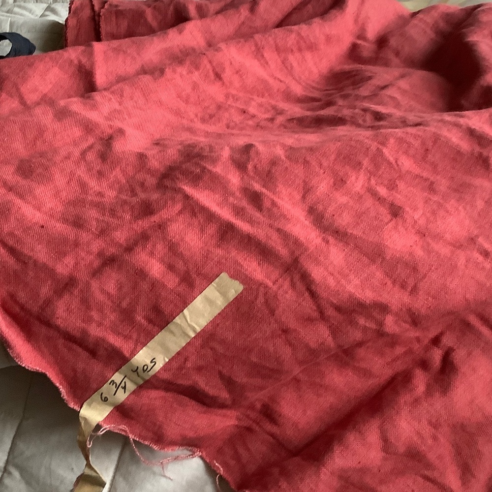 Heavy linen drapery or slipcover fabric. Terra cotta color 6 3/4 yards